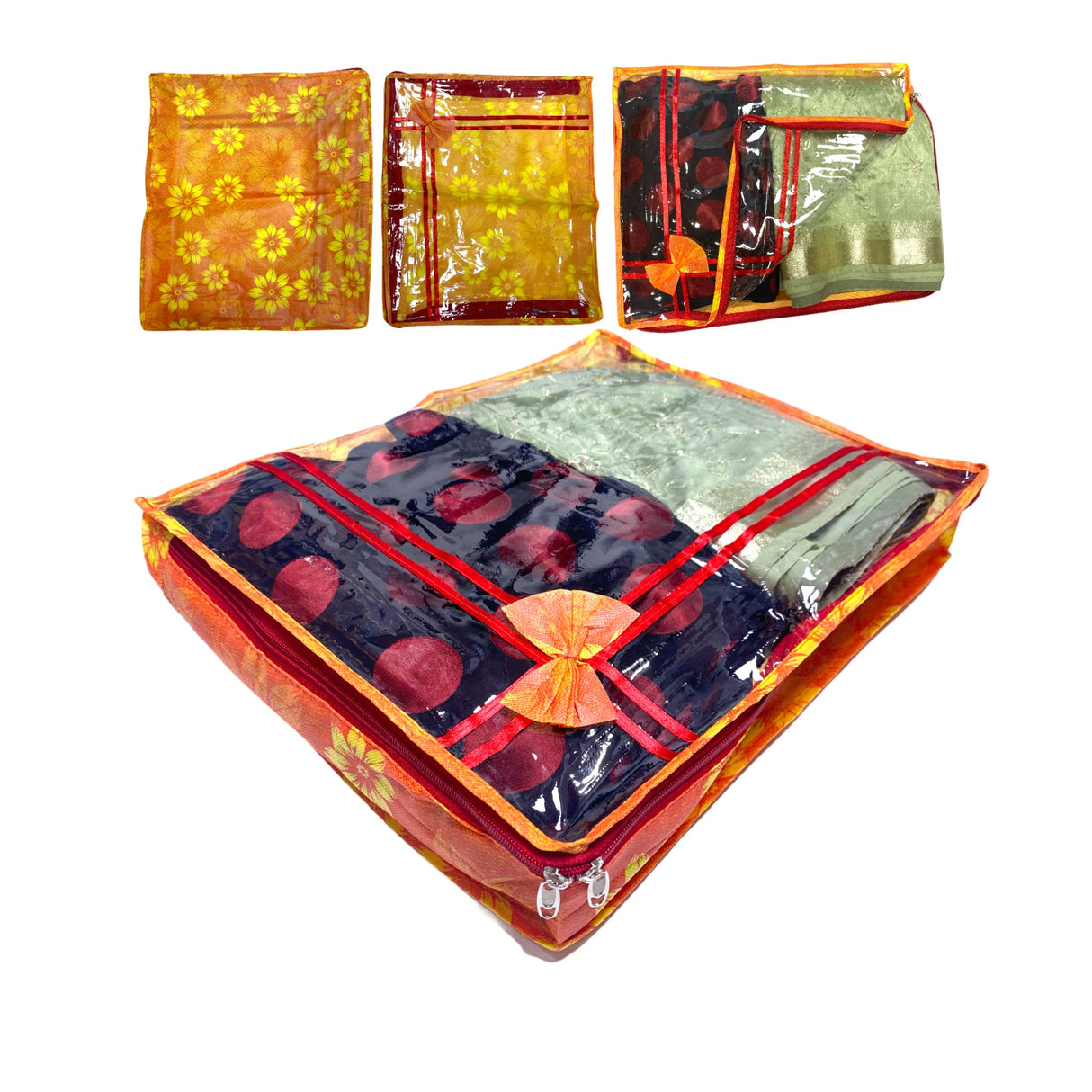 4 piece sari bags cotton saree covers with zipper closure