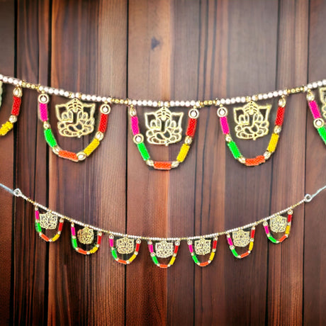 42 inches ganesha indian door toran multicolor moti ethnic