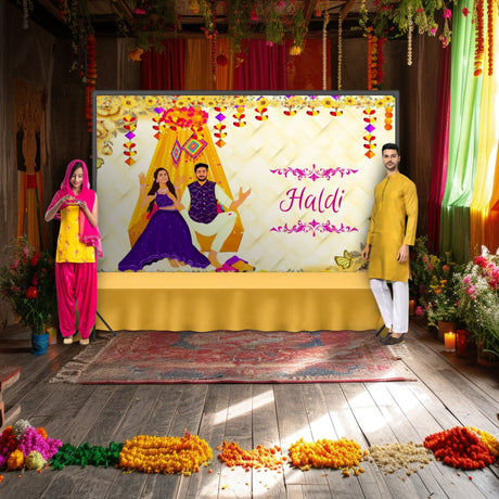 5x8 feet haldi ceremony backdrop indian traditional cloth