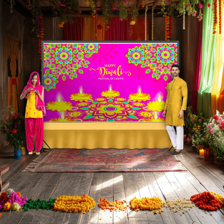 5x8 feet happy diwali banner indian traditional cloth