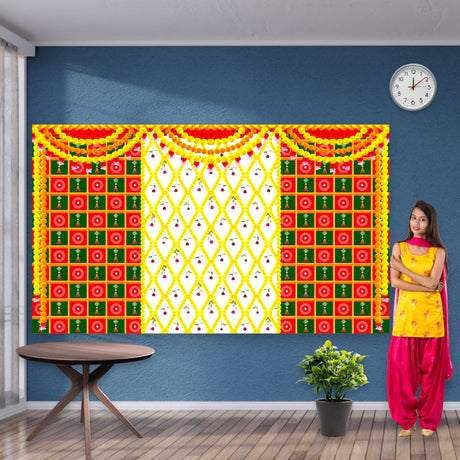 5x8 ft marigold indian wedding cloth backdrop traditional