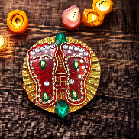 Acrylic laxmi feet hindu diwali decor vara lakshmi pagh