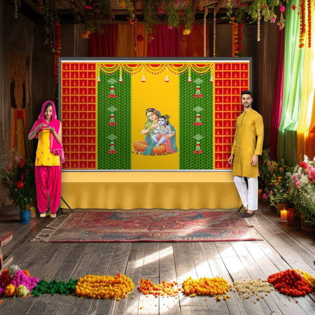 Annaprasana backdrop 5x8 feet indian traditional cloth baby