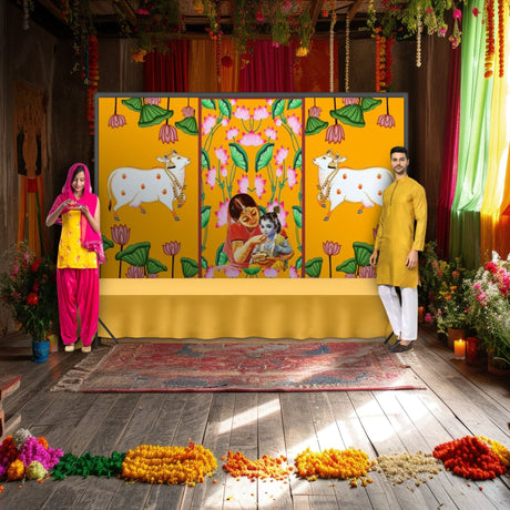 Annaprasana backdrop indian traditional cloth 5x8 feet baby