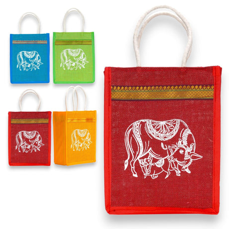 Cow print jute bag burlap gift bags eco-friendly reusable