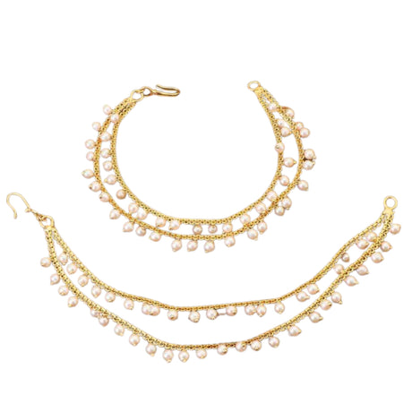 Dangle earrings gold chain indian traditional long jhumka