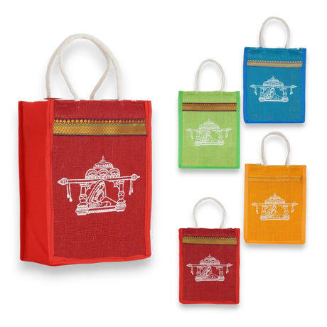 Doli print jute bag burlap gift bags eco-friendly tote