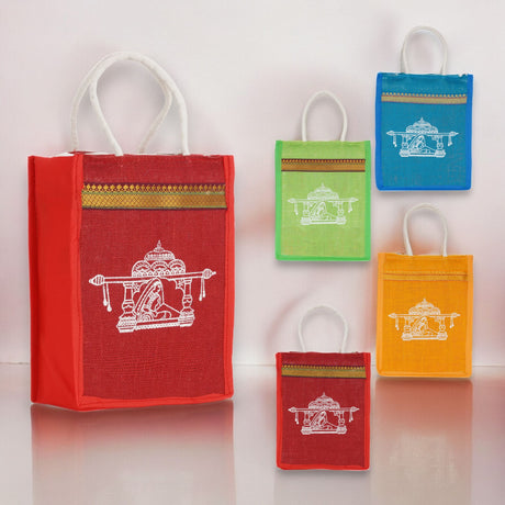 Doli print jute bag burlap gift bags eco-friendly tote