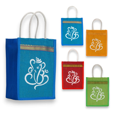 Ganesha print jute bag burlap gift bags eco-friendly