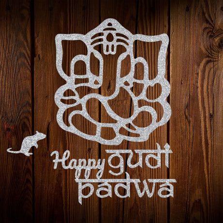 Happy gudi padwa ganesha wall stickers cutout for backdrop