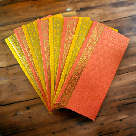 Pack of 10 money envelopes for cash assorted indian paper