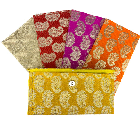 Pack of 5 money brocade fabric envelopes for cash