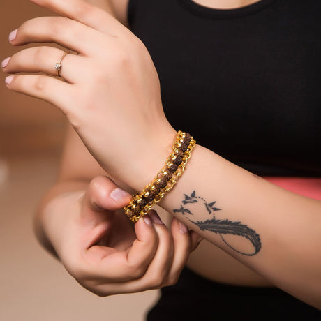 Rudraksha bracelet for men women gold plated designer