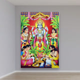 Satyanarayana cloth banner backdrop 5x8ft hindu god