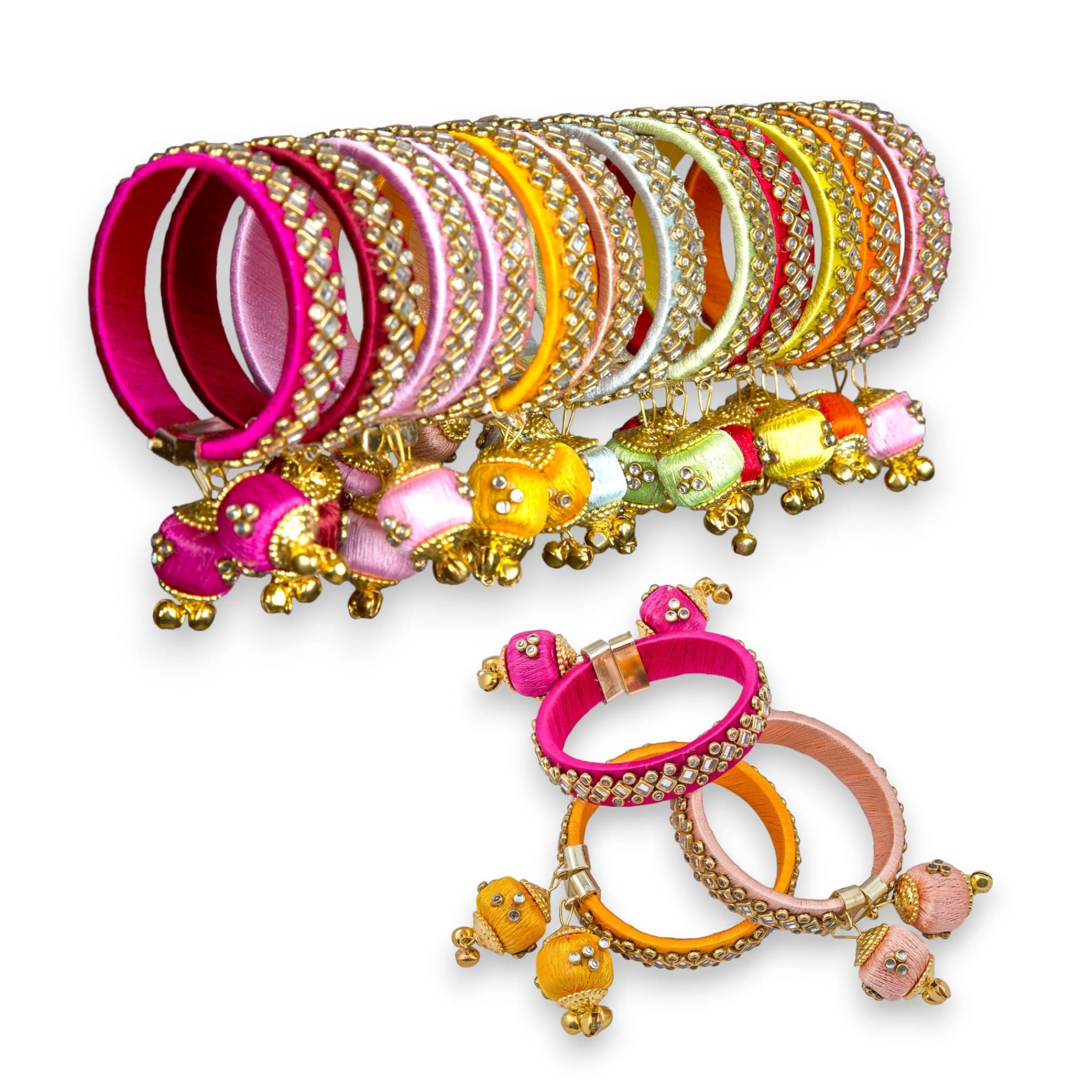 Buy Silk Thread Bangles Designer Kundan Bangle Bracelet for Women Ethnic 12pcs Indian Inspired LoveNspire