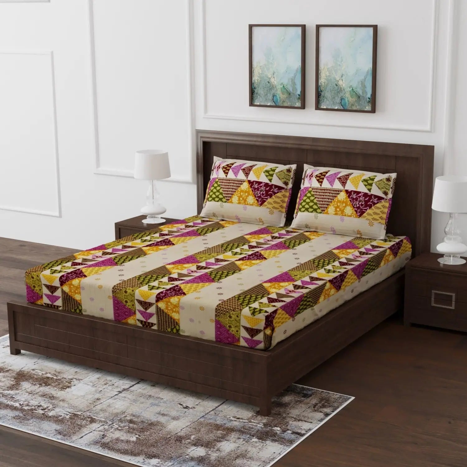 Ethnic Indian Bedsheet set with Pillow