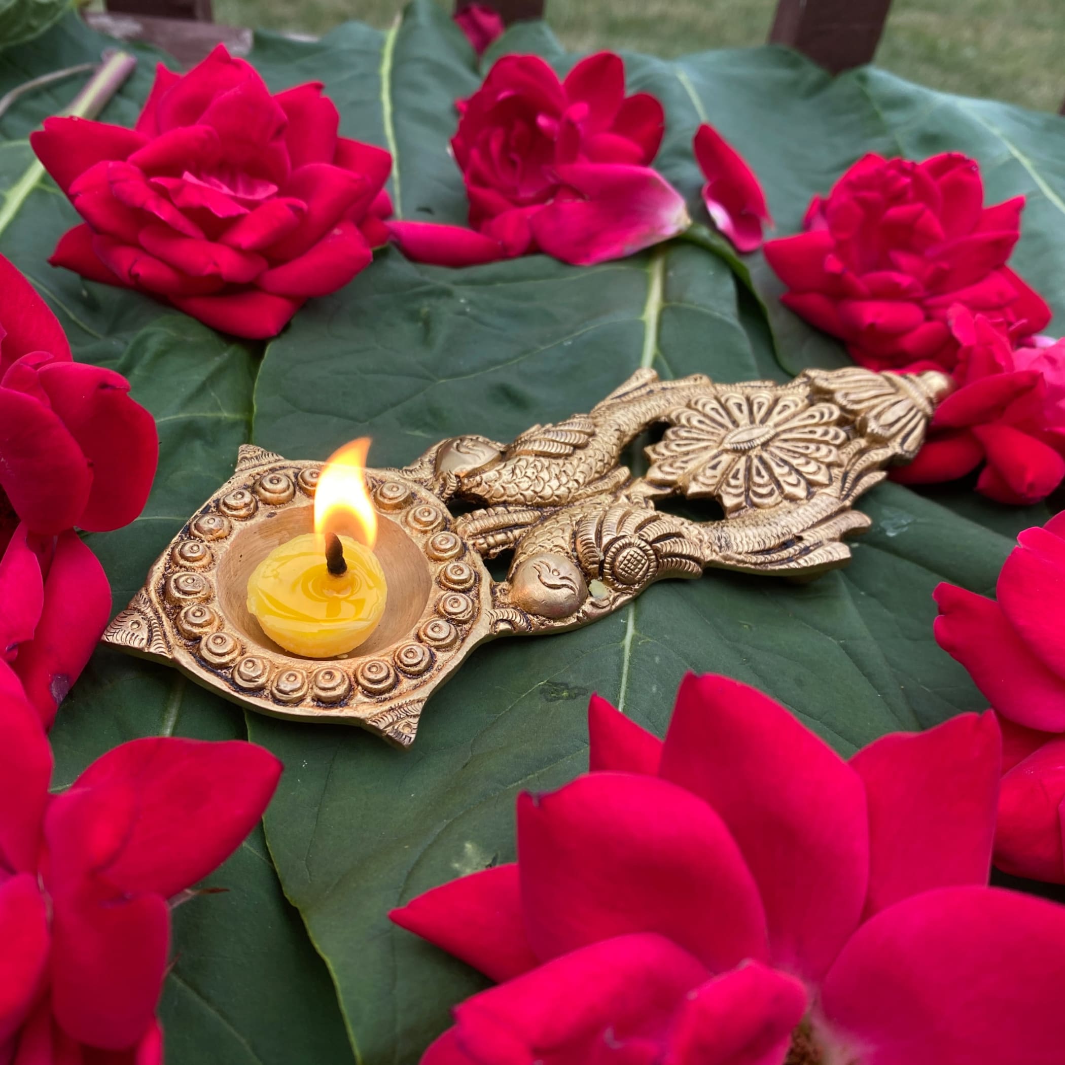 1 Pcs Parrot Brass Diya Diwali Gift Lamp Ethnic Home Decor