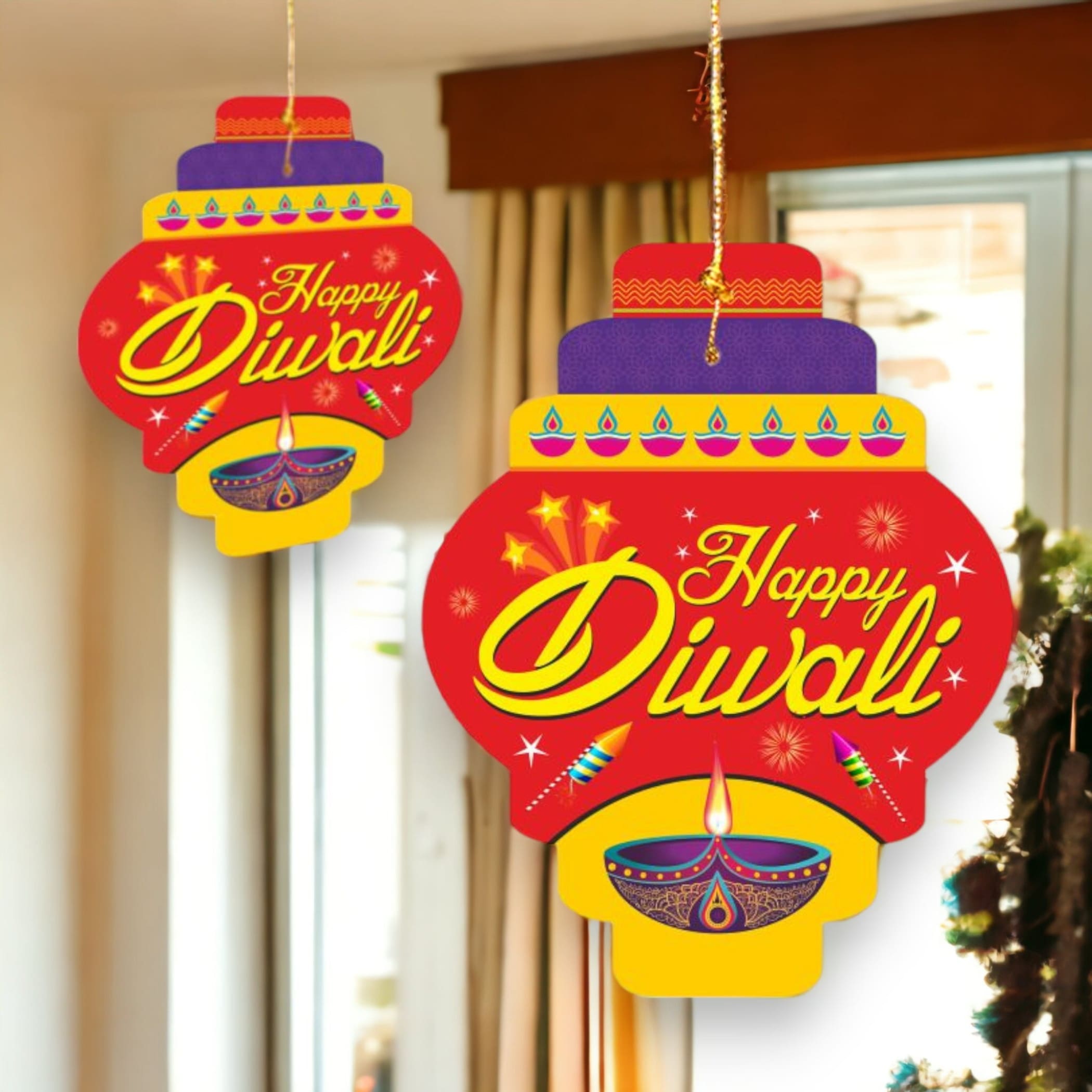 10ct paper happy diwali hanging decoration decor