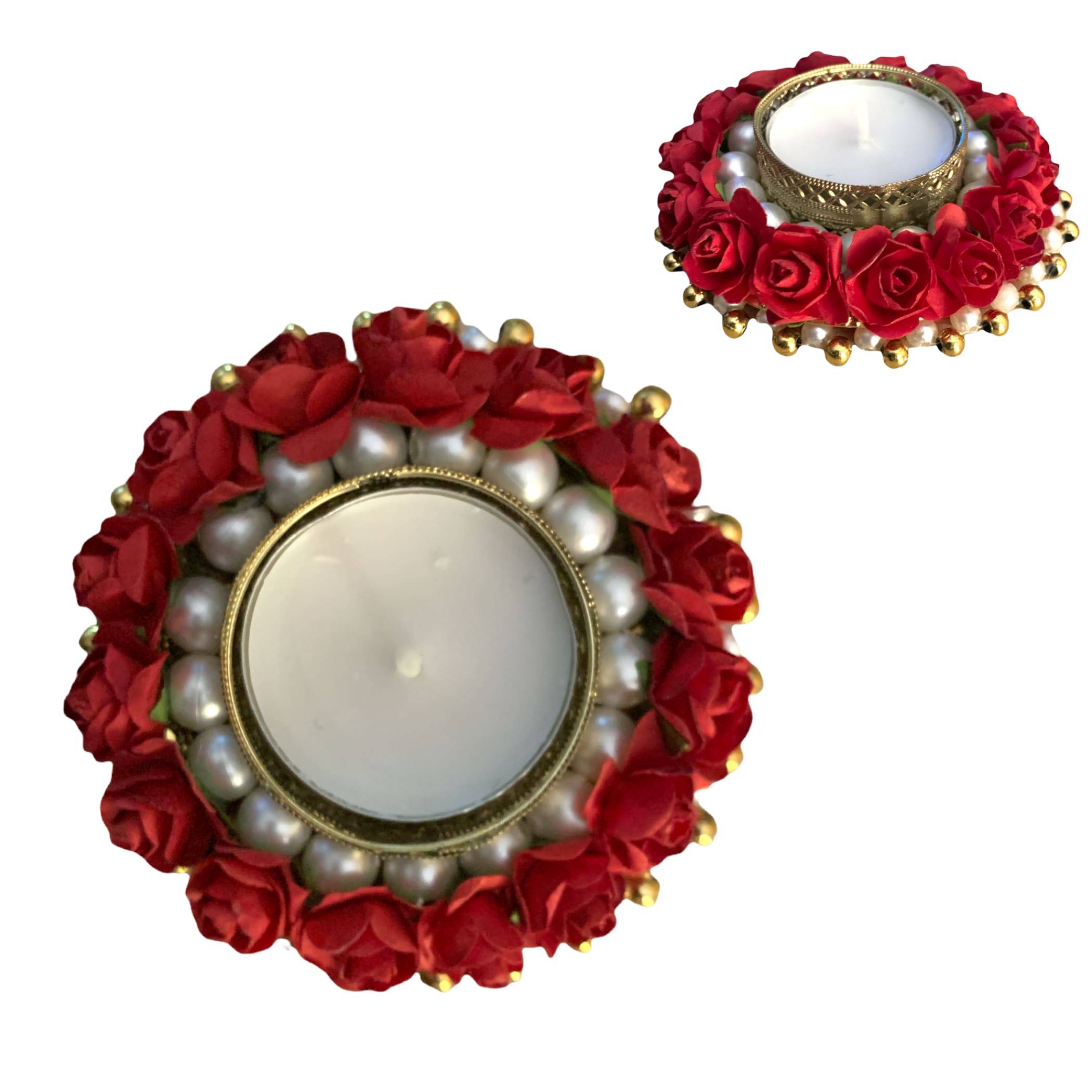 2 Ct Rose Tealight Candle Holders Diwali Decorations