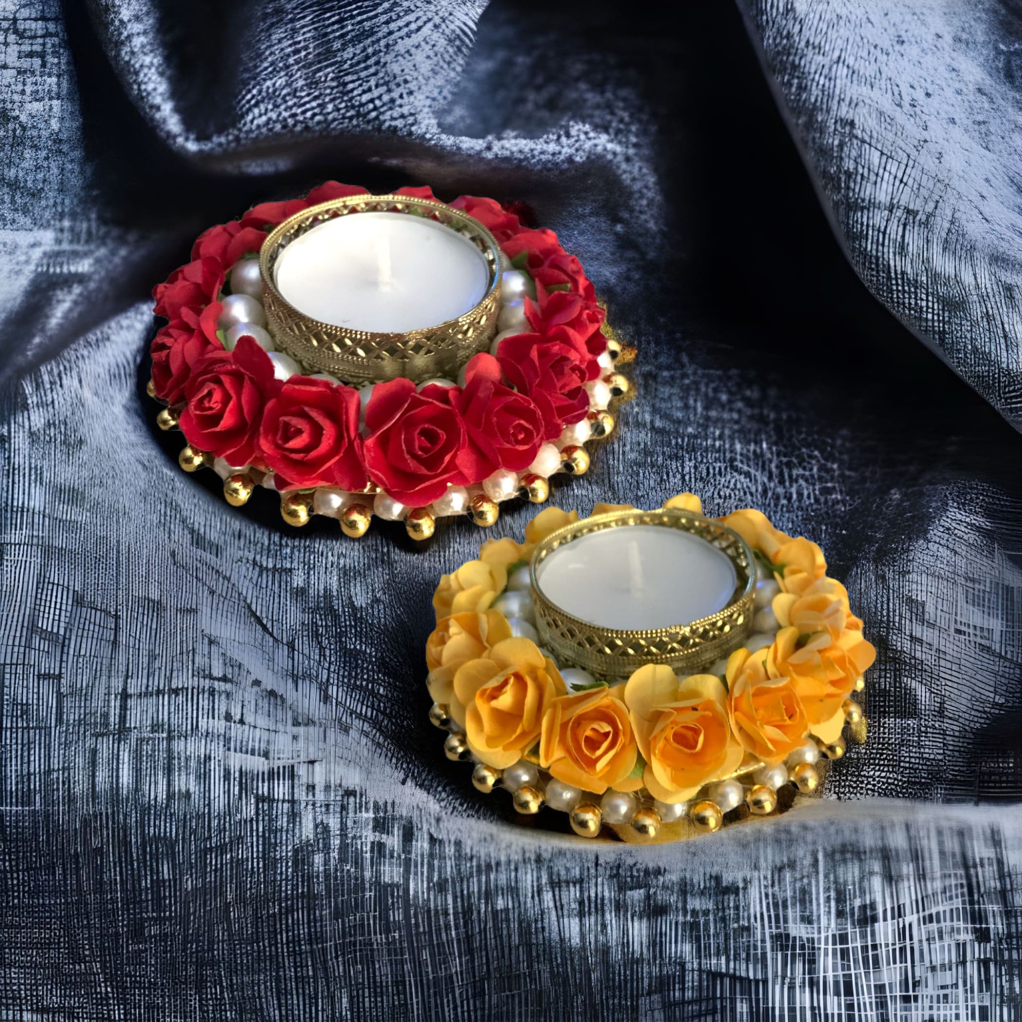2 ct rose tealight candle holders diwali decorations