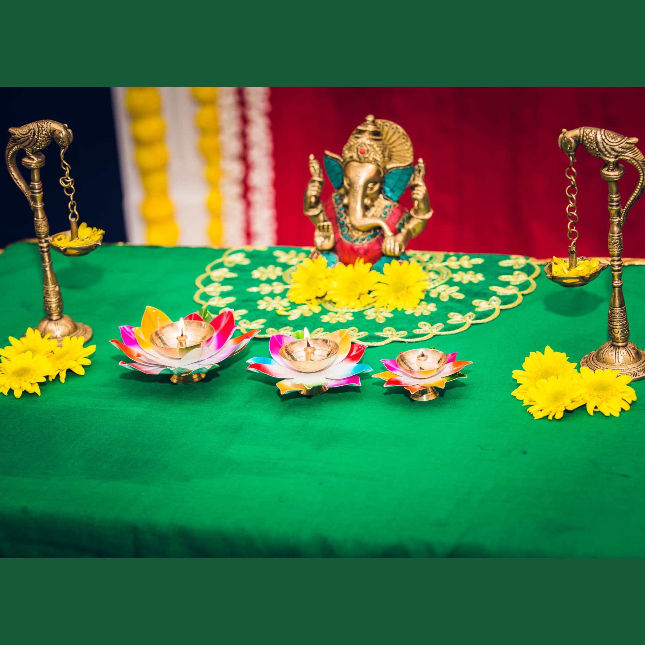 Lotus brass diya 1 pcs indian craft for puja oil lamp pooja