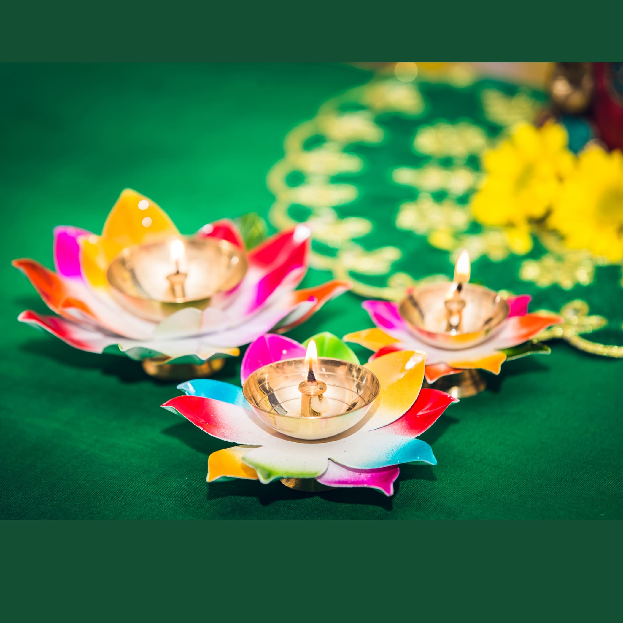 2 pcs lotus brass diya for pooja diwali gift lamp deewali
