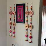 2 strings wall backdrop hanging pompom wheels handmade