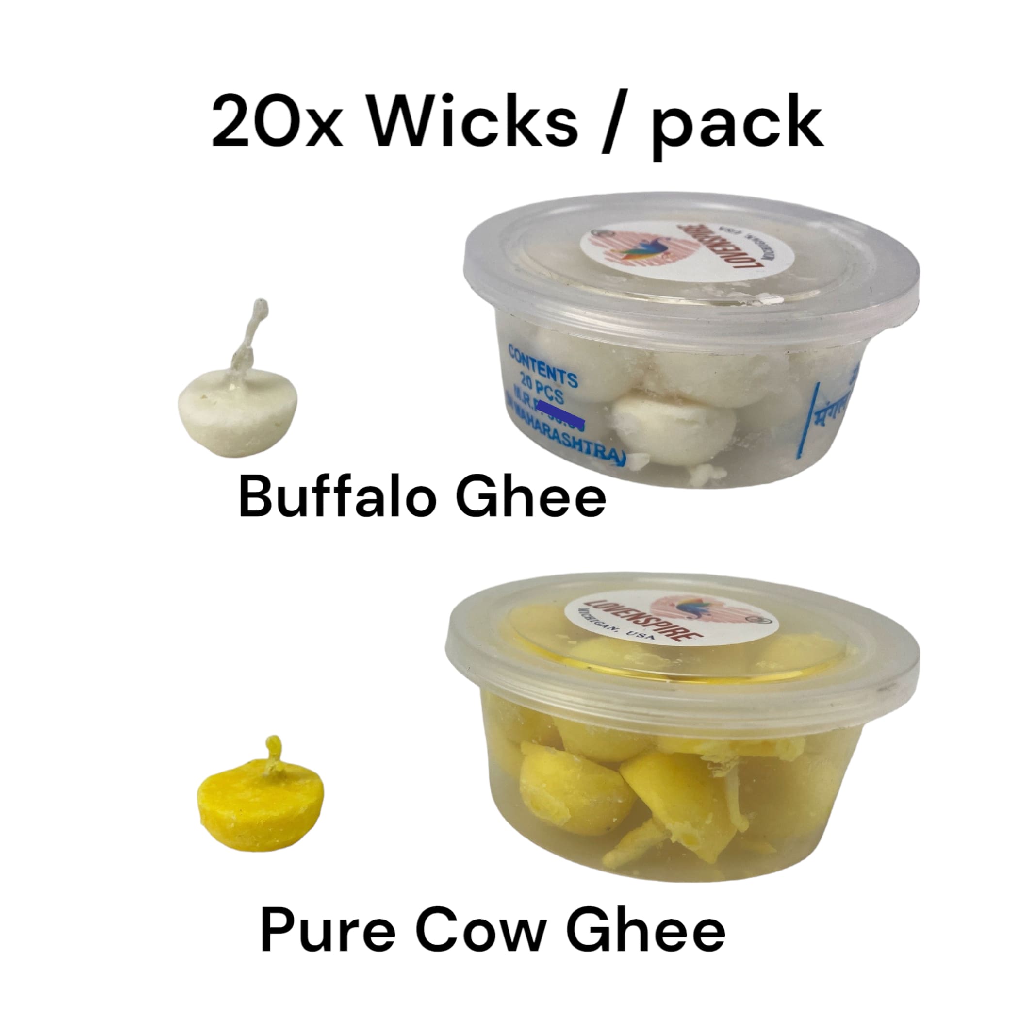 Pure cow buffalo ghee wicks pack of 80/20 cotton indian