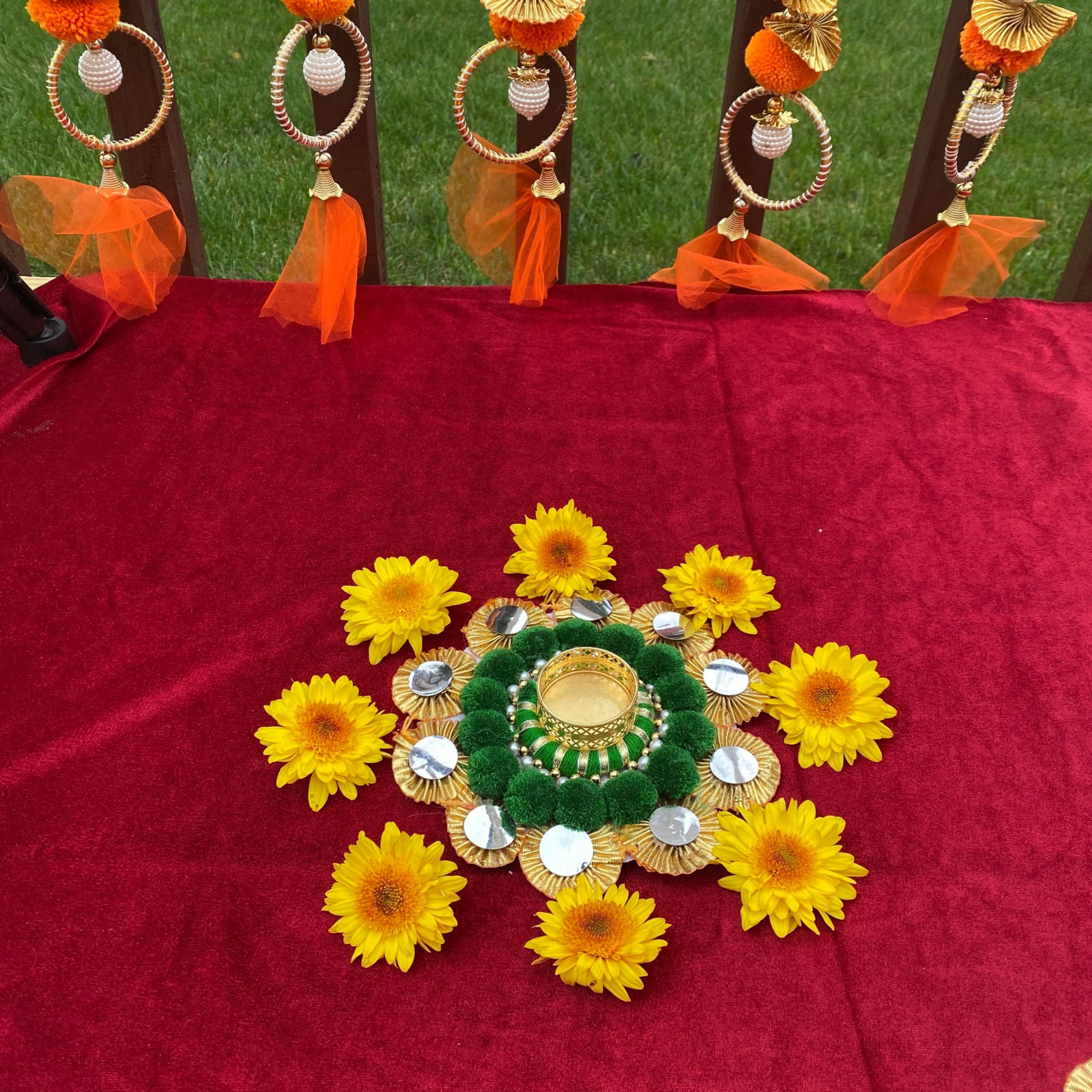 2ct Rangoli Set Mat Flower Diya Diwali Pooja Decor Gift