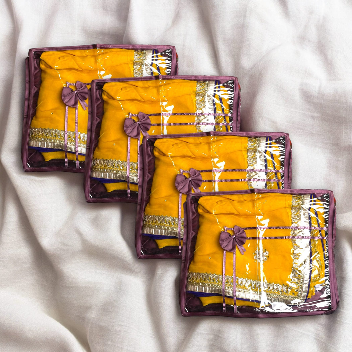 4 pieces velvet sari bags saree covers with zipper closure