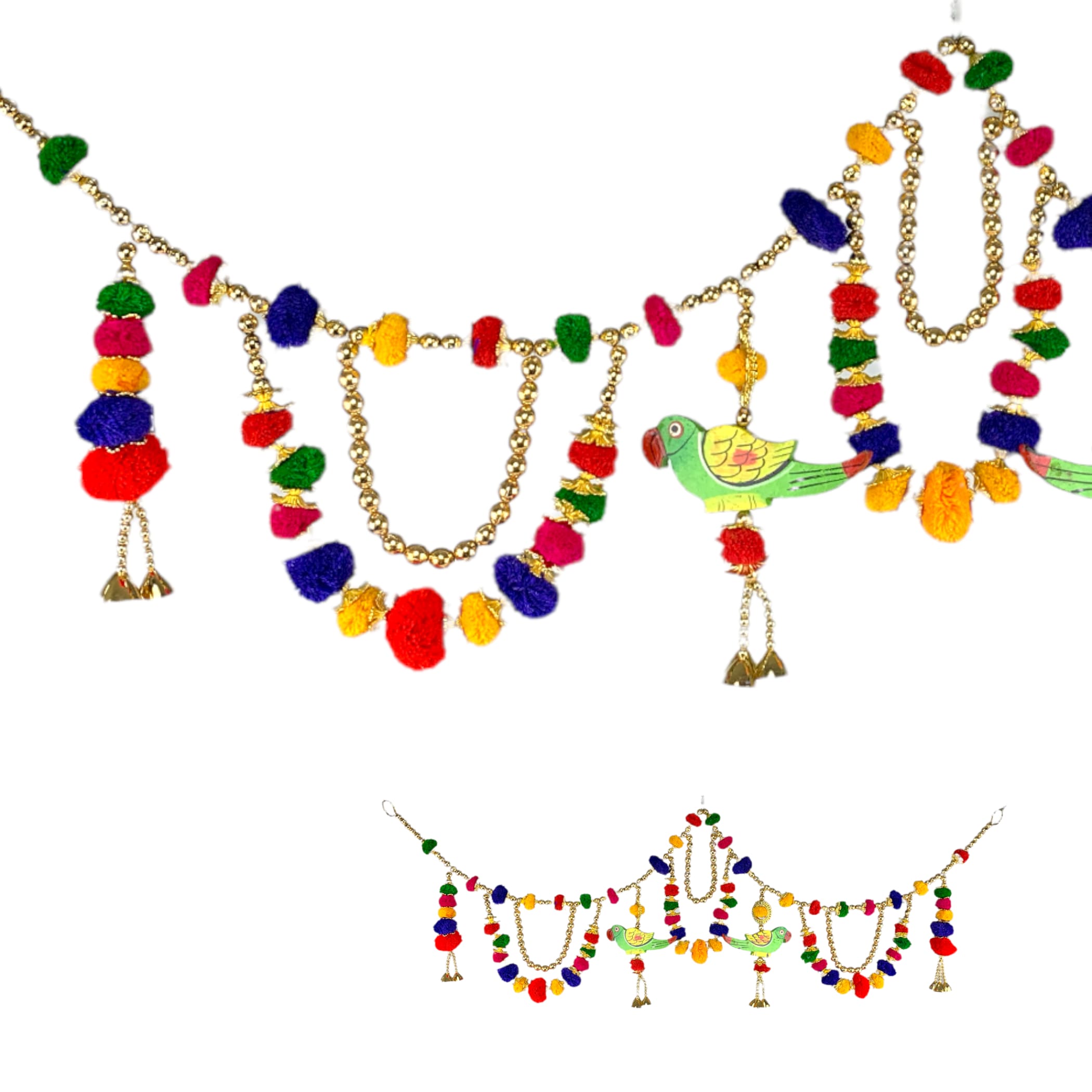 40 inches parratt pompom indian door toran ethnic thoran