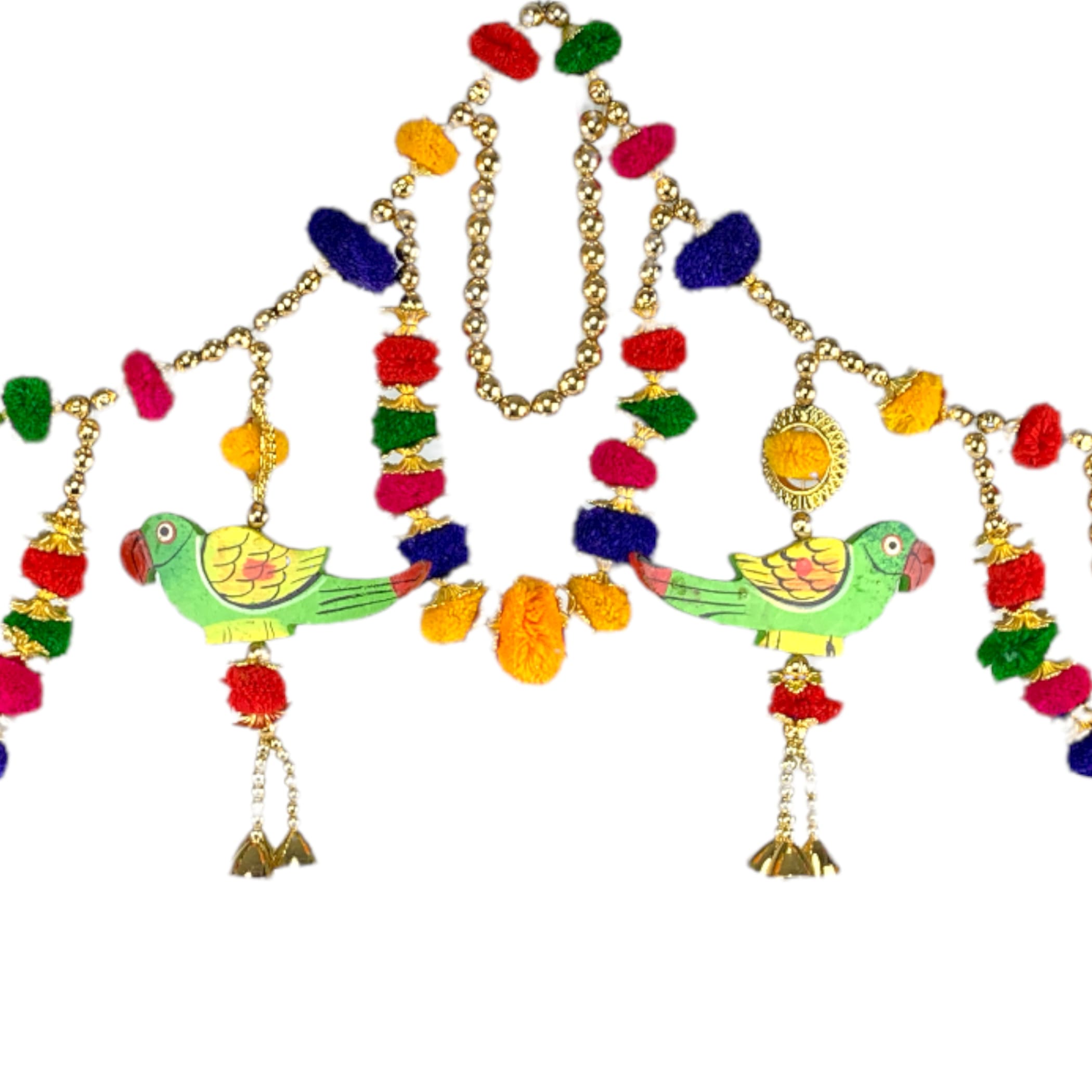 40 inches parratt pompom indian door toran ethnic thoran
