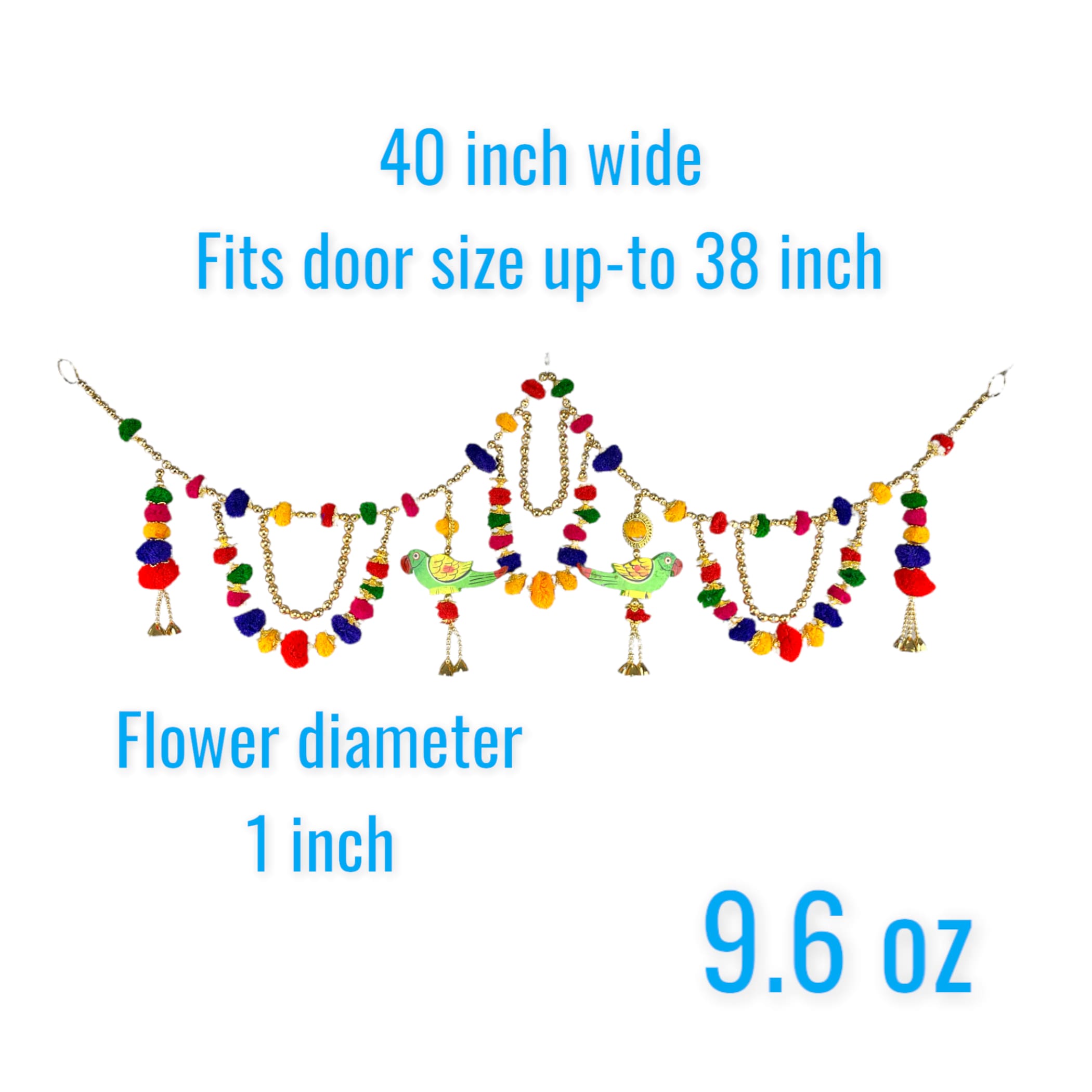 40 inches parratt pompom indian door toran ethnic thoran
