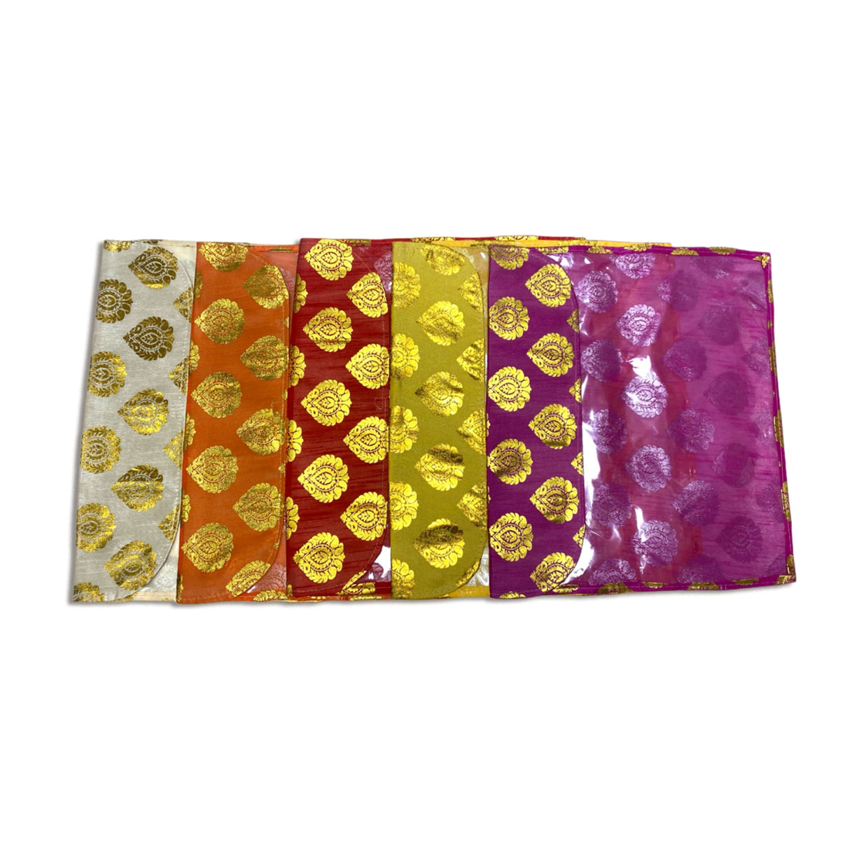 5 assorted brocade sari bags with zipper closure clothes