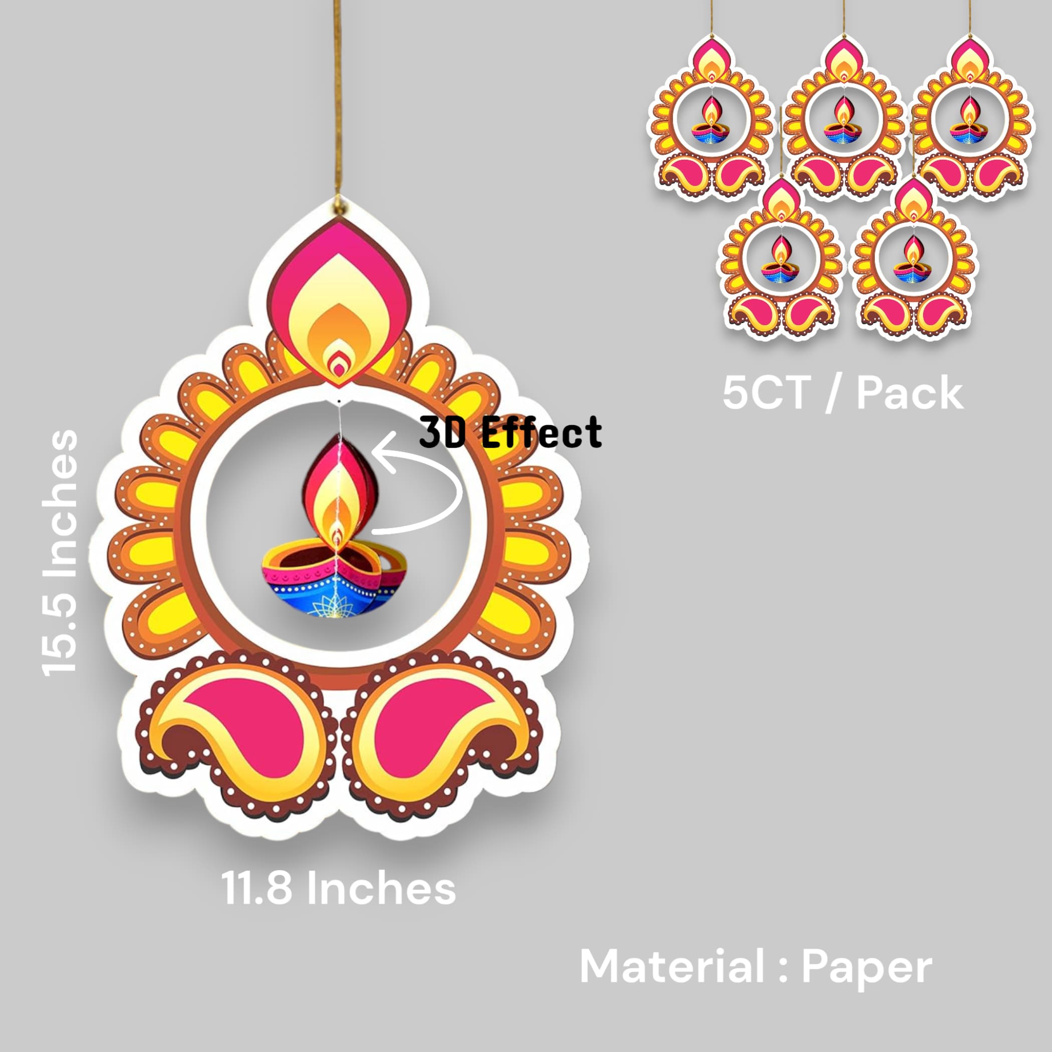 5ct paper hanging rangoli deepak for diwali decoration decor