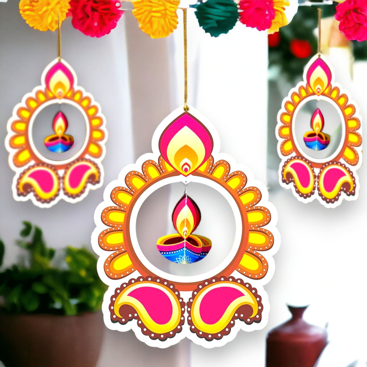 5ct paper hanging rangoli deepak for diwali decoration