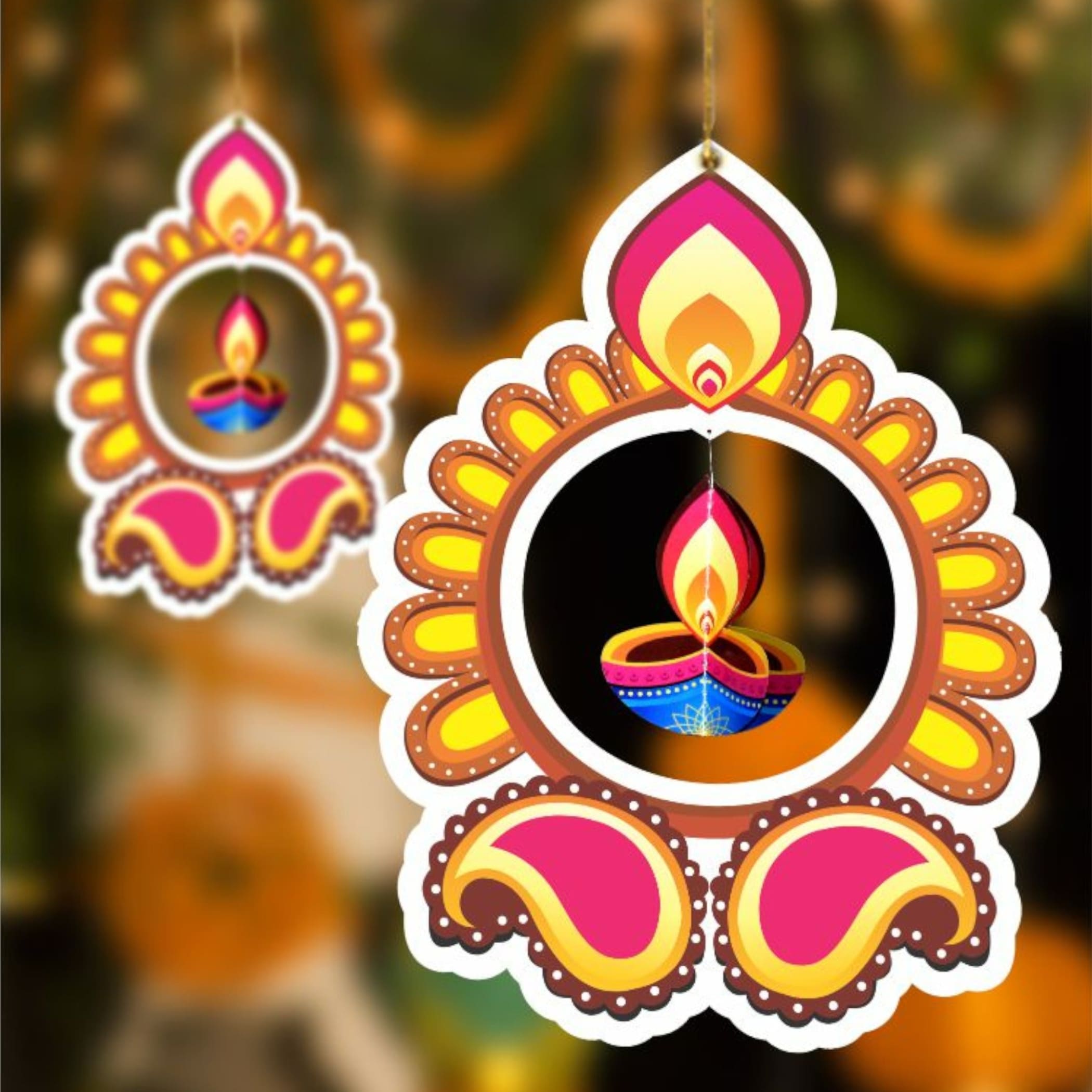 5ct paper hanging rangoli deepak for diwali decoration