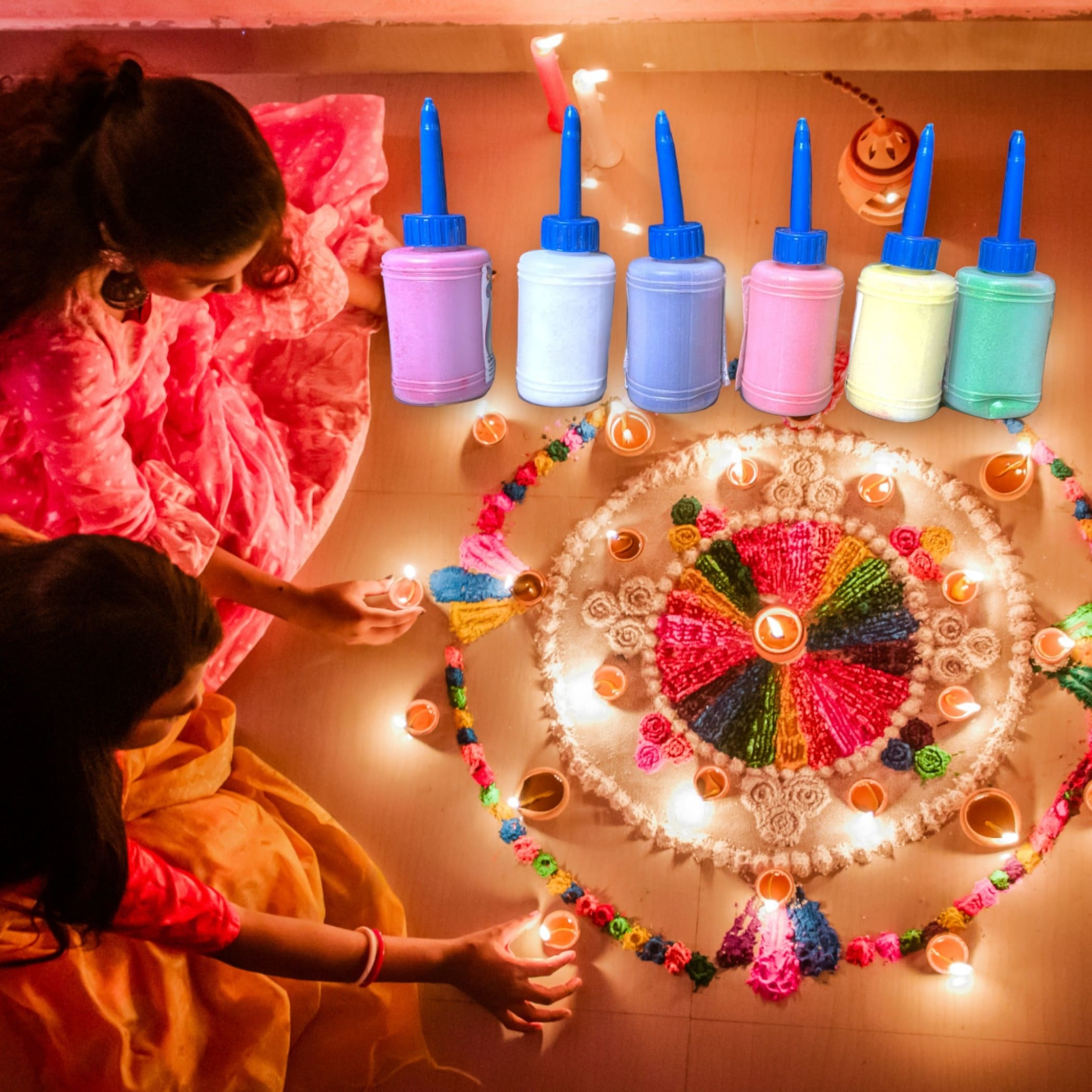 6 color rangoli powder kit colors decorations making for