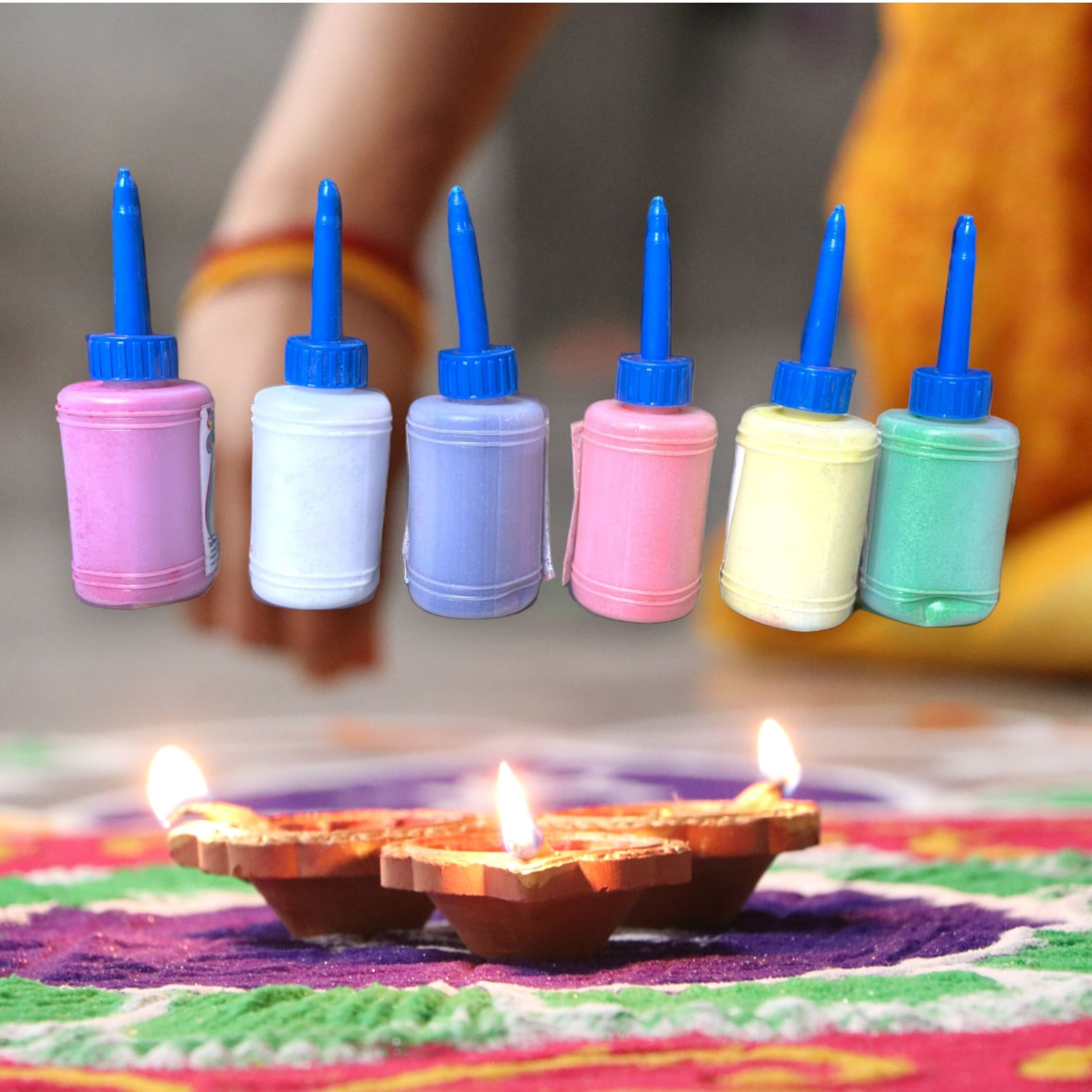 6 color rangoli powder kit colors decorations making for