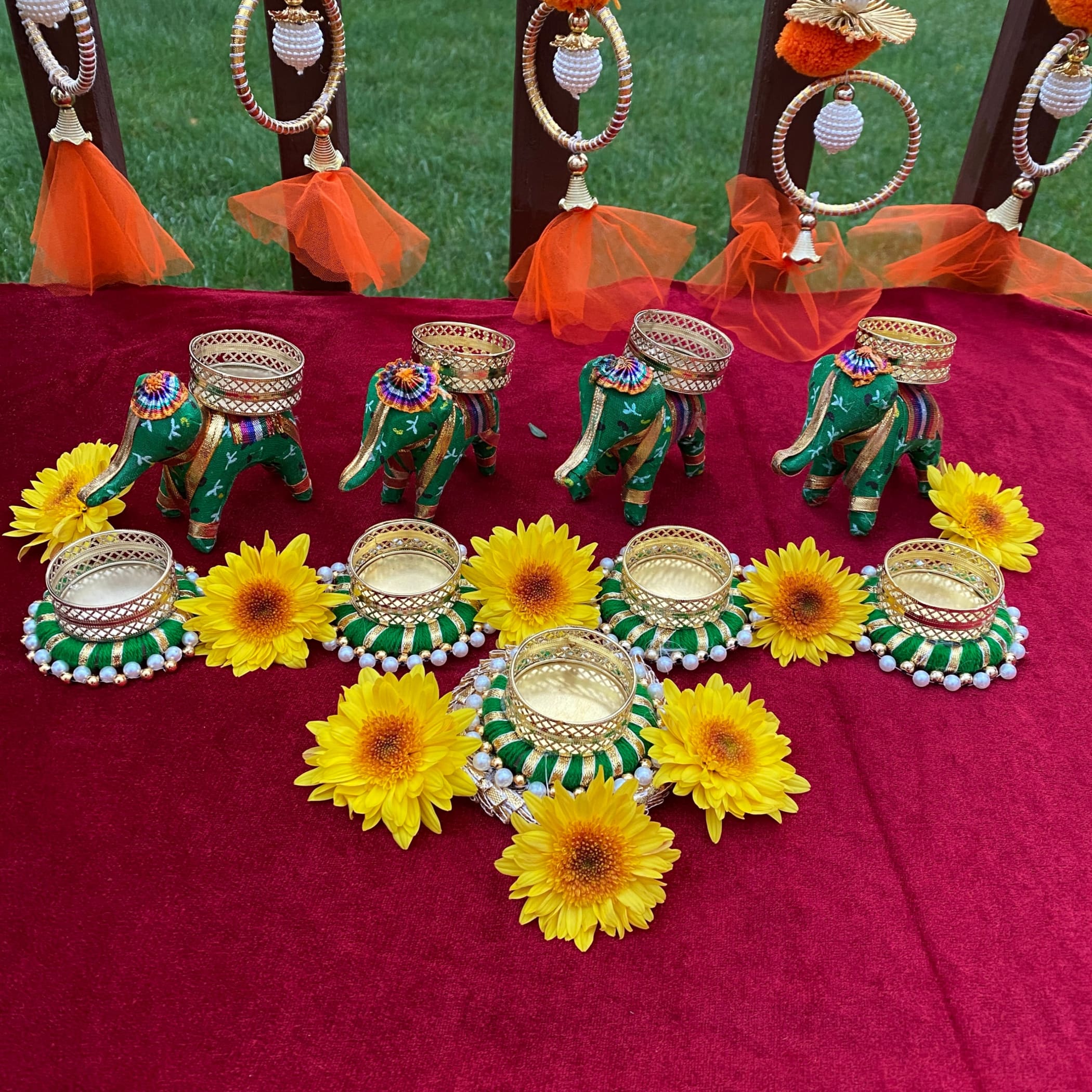 9 ct elephant rangoli set decoration indian diya diwali gift