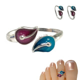 Leaf silver toe rings adjustable pair indian bichiya real