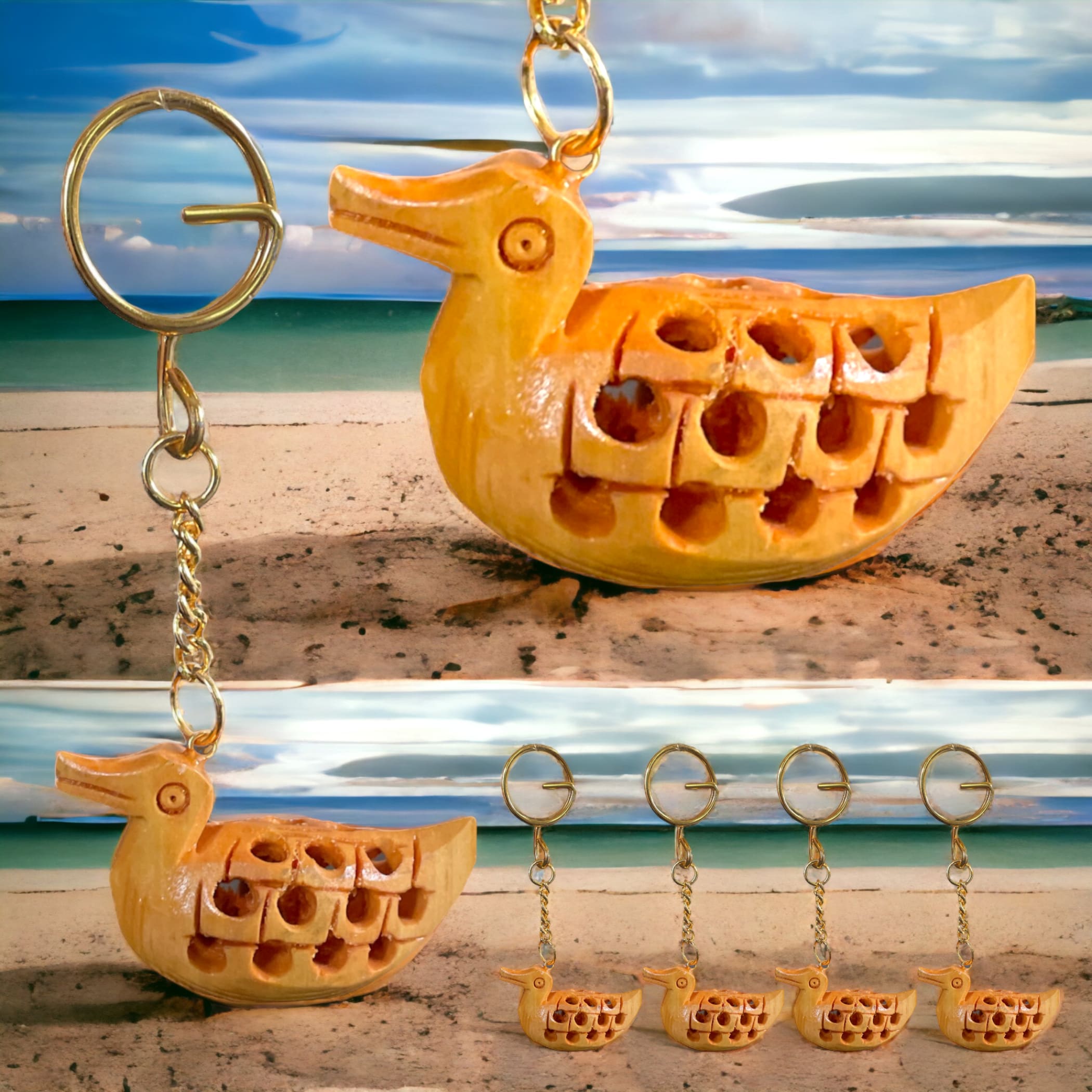 Aqua handmade keychain wooden pooja return gift keychains &