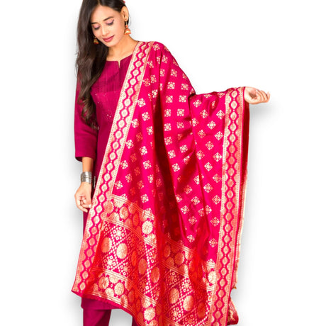 Banarasi silk zari dupatta for women scarf shawl wrap soft