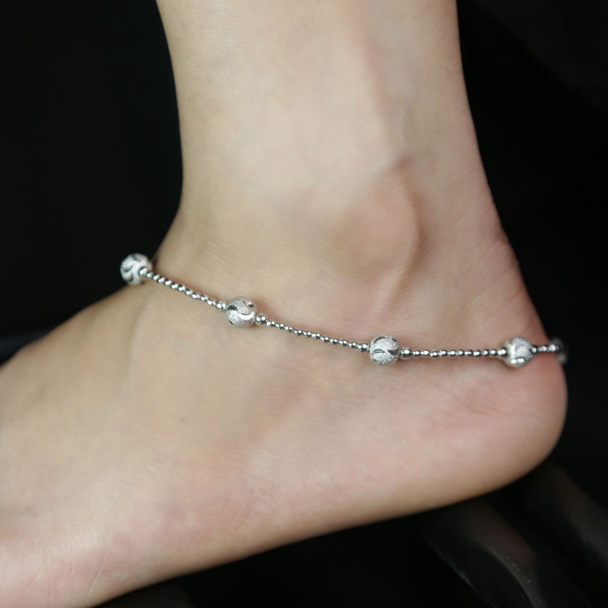 Bohemian silver anklet bracelet for women rhodium plated