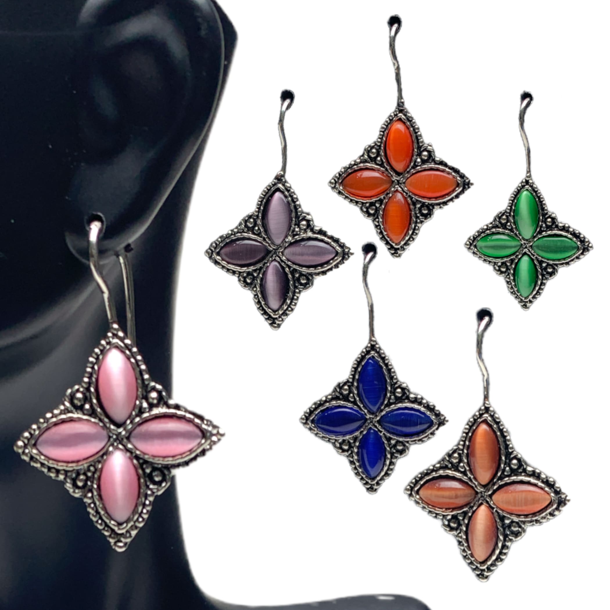 Dangle earrings boho oxidized silver indian bollywood