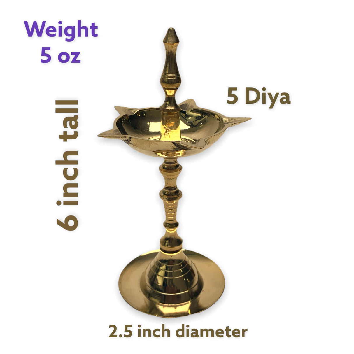 Brass finish oil lamp diya pack of 2 samai deepak kerala