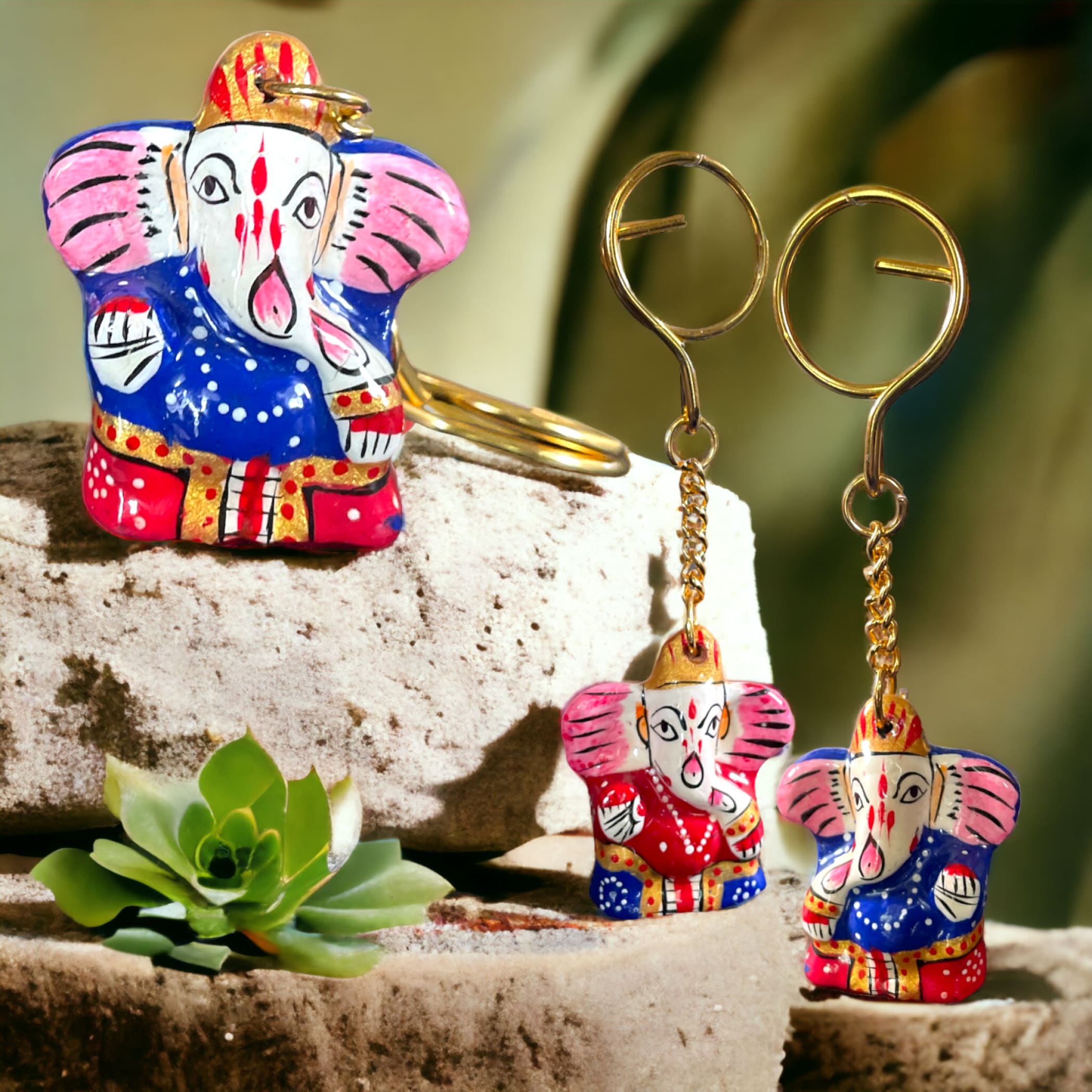 Ceramic Ganesh Handmade Keychain Keychains & Lanyards