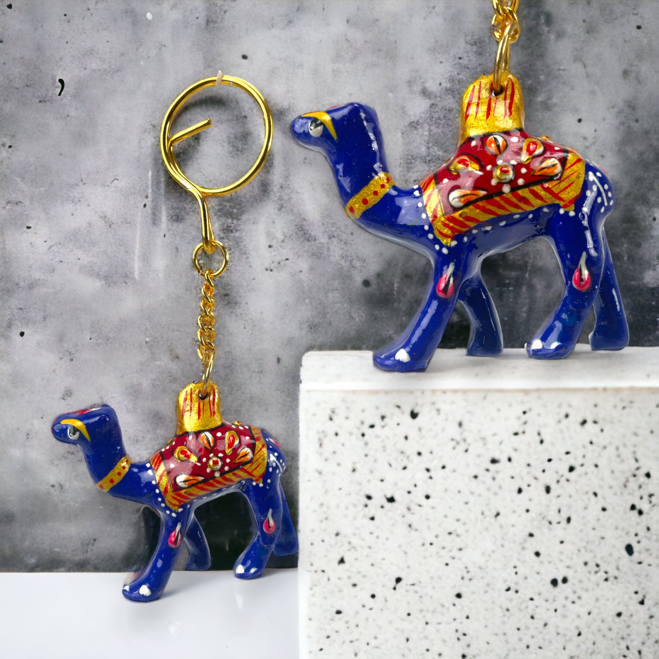 Ceramic handmade keychain elephant camel horse keychains &
