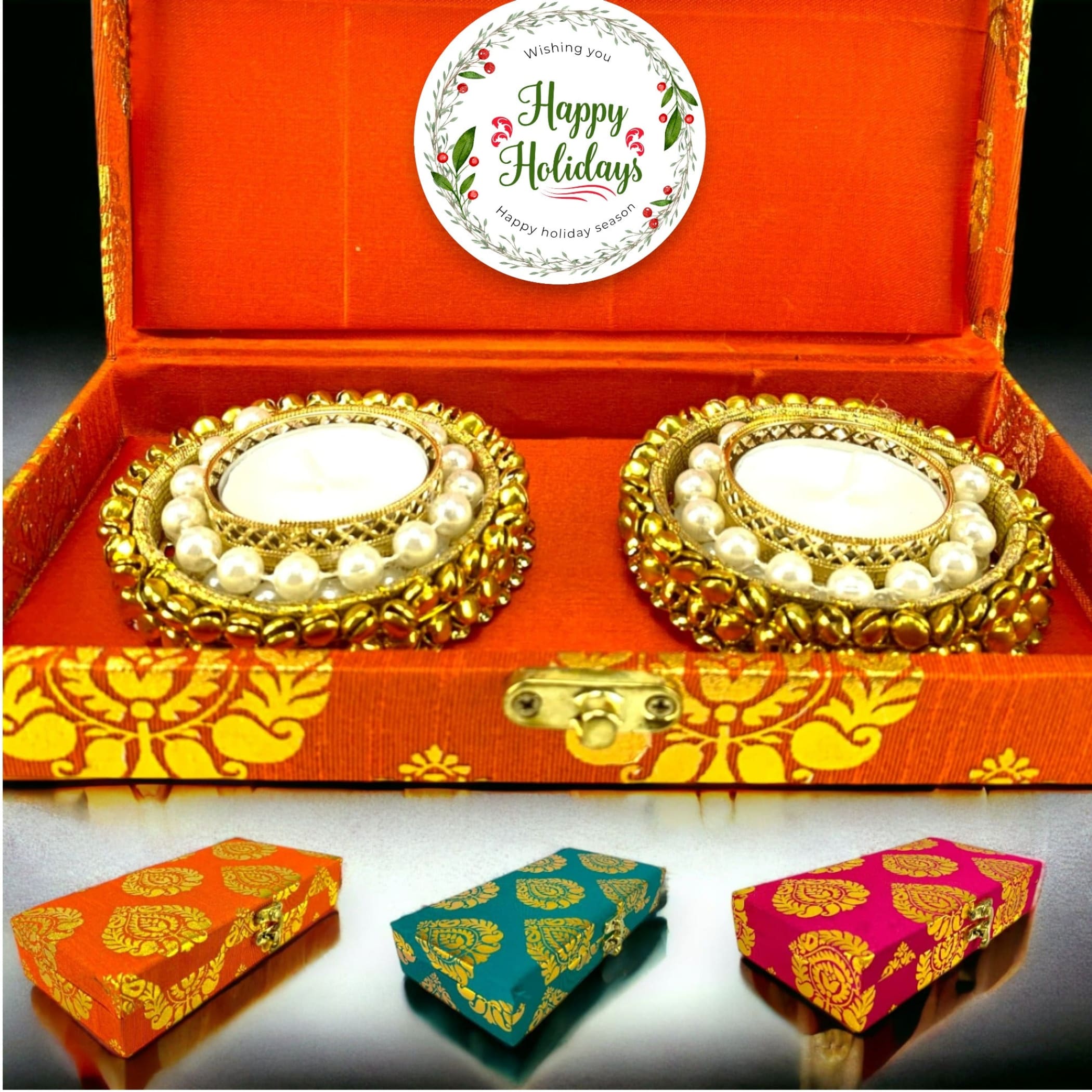 Christmas gift box happy holiday set for mom hamper - 2 gold