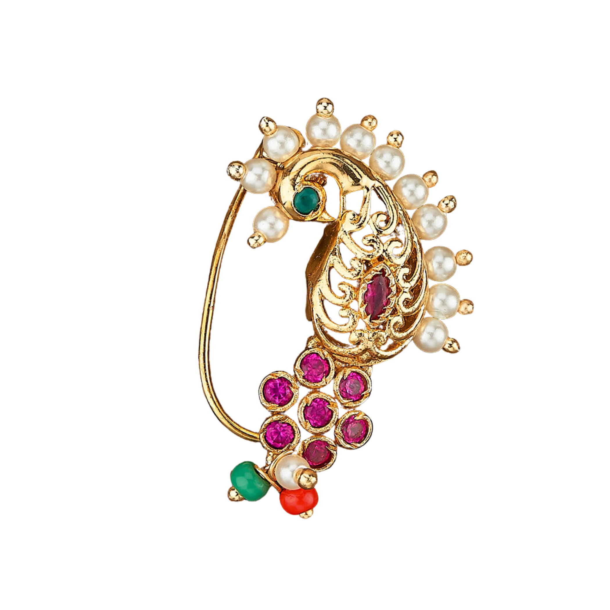 Clip on antique golden pressing nose ring with gold plating